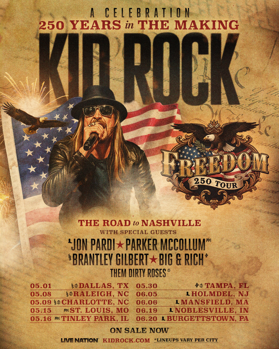 Get Your Tickets For Kid Rock’s Freedom 250 Tour Today